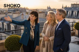 Couple suisse découvrant un appartement de prestige à Paris avant sa mise en marché
