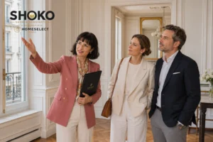 Couple suisse visitant un appartement haussmannien à Paris